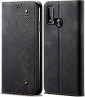 Voor Huawei P Smart (2020) Denim Textuur Casual Stijl Horizontale Flip Leren Case met Houder & Kaartsleuven & Portemonnee (Zwart)