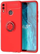 Voor Huawei Honor 9X Lite metalen ringhouder 360 graden roterende TPU-hoes (rood + rood)