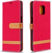 Voor Xiaomi Redmi Note 9 / Note 9S / Note 9 Pro Kleuraanpassing Denim Texture Horizontaal Flip Leather Case met houder & kaartsleuven & Wallet & Lanyard (rood)