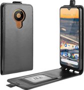 Voor Nokia 5.3 R64 textuur enkele verticale flip lederen beschermhoes met kaartsleuven en fotolijst (zwart)