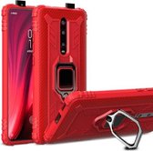 Voor Geschikt voor Xiaomi 9T & 9T Pro & Redmi K20 & Redmi K20 Pro koolstofvezel beschermhoes met 360 graden roterende ringhouder (rood)