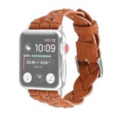 Voor Apple Watch Series 6 & SE & 5 & 4 44 mm / 3 & 2 & 1 42 mm lederen geweven polsband met enkele lus (bruin)