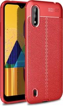 Voor Samsung Galaxy M01 Litchi Texture TPU schokbestendig hoesje (rood)