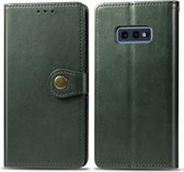 Retro effen kleur lederen gesp mobiele telefoon bescherming lederen tas met fotolijst & kaartsleuf & portemonnee & beugel functie voor Galaxy S10e (groen)