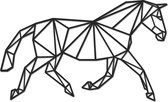 Hout-Kado - Paard Draf - Small - Zwart - Geometrische dieren en vormen - Hout - Lasergesneden- Wanddecoratie