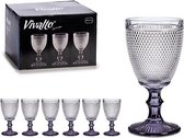 Wijnglazen Vintage - Wijnglazen Retro met korte voet - Antraciet - Set van 6