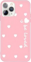 Voor iPhone 11 Pro Max Lachend Gezicht Meerdere Love-Hearts Patroon Kleurrijke Frosted TPU Telefoon Beschermhoes (Roze)