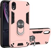 Voor iPhone XR 2 in 1 Armor Series PC + TPU beschermhoes met ringhouder (roségoud)