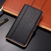 Voor Samsung Galaxy A41 struisvogel textuur PU + TPU horizontale flip lederen tas met houder & kaartsleuven en portemonnee (zwart)