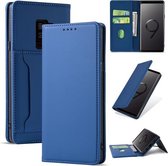 Voor Samsung Galaxy S9 Sterk magnetisme Vloeibaar gevoel Horizontale lederen flip-hoes met houder & kaartsleuven en portemonnee (blauw)