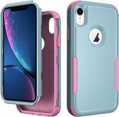 TPU + pc schokbestendig beschermhoesje voor iPhone XR (grijsgroen + roze)