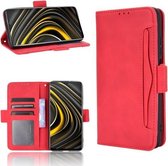 Voor Geschikt voor Xiaomi Poco M3 Skin Feel Kalfspatroon Horizontale flip lederen tas met houder & kaartsleuven en fotolijst (rood)