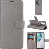 Voor OnePlus Nord N10 5G Retro Kalfspatroon Gesp Horizontale Flip Leren Case met Houder & Kaartsleuven & Portemonnee (Grijs)