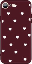 Voor iPhone SE 2020/8/7 Meerdere Love-Hearts Patroon Kleurrijke Frosted TPU Telefoon Beschermhoes (Wijnrood)