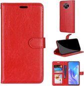 Voor Huawei Enjoy 20 Plus Pure Kleur Horizontale Flip PU lederen tas met houder & kaartsleuven & portemonnee & fotolijst (rood)