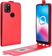 Voor Alcatel 3X 2020 R64 Texture enkele verticale flip lederen beschermhoes met kaartsleuven en fotolijst (rood)