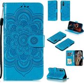 Voor Huawei Enjoy 10e Mandala Embossing Patroon Horizontale Flip PU Lederen Case met Houder & Kaartsleuven & Walle & Lanyard (Blauw)