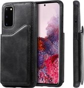 Voor Galaxy S20 kalfs textuur horizontaal flip lederen tas met houder & kaartsleuven & frame (zwart)