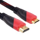 1,5 m gevlochten mini-HDMI naar HDMI 19-pins kabel (verguld)