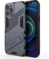Punk Armor 2 in 1 PC + TPU schokbestendig hoesje met onzichtbare houder voor iPhone 12 Pro Max (grijs)
