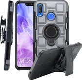 Voor Huawei Nova 3 3 in 1 Cube PC + TPU beschermhoes met 360 graden draaien zwarte ringhouder (grijs)