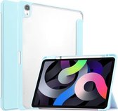 Voor iPad Air (2020) 10.9 TPU transparante achterkant Horizontale flip lederen tas met drievoudige houder & slaap- / wekfunctie / pengleuf (mintgroen)