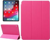 Horizontale flip-case in effen kleur voor iPad Pro 11 inch (2018), met drie-uitklapbare houder en wek- / slaapfunctie (magenta)