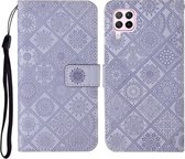Voor Huawei P40 lite / nova 6 SE etnische stijl reliëf patroon horizontale flip lederen tas met houder & kaartsleuven & portemonnee & lanyard (paars)