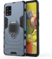 Voor Samsung Galaxy A51 5G schokbestendige pc + TPU beschermhoes met magnetische ringhouder (marineblauw)