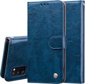Voor Samsung Galaxy A41 zakelijke stijl olie wax textuur horizontale flip lederen tas met houder & kaartsleuven & portemonnee (koningsblauw)