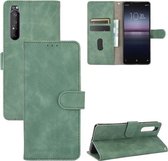 Voor Sony Xperia 1 II Effen Kleur Huidgevoel Magnetische Gesp Horizontale Flip Kalfsstructuur PU Lederen Case met Houder & Kaartsleuven & Portemonnee (Groen)