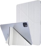 Zijdetextuur horizontale vervorming Flip lederen hoes met drie-vouwbare houder voor iPad Air (2020) 10.9 (wit)