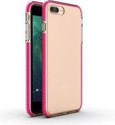 Voor iPhone 8 Plus & 7 Plus TPU tweekleurige schokbestendige beschermhoes (rozerood)