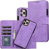Voor iPhone 11 Pro Max KLT888-2 Retro 2 in 1 afneembare magnetische horizontale flip TPU + PU lederen tas met houder & kaartsleuven & fotolijst & portemonnee (paars)