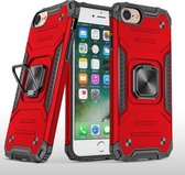 Voor iPhone 7 & 8 & SE 2020 magnetisch pantser schokbestendig TPU + pc-hoesje met metalen ringhouder (rood)