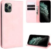 Voor iPhone 11 Pro Max Retro-skin Business magnetische zuignap lederen tas met portemonnee-beugel-boorkop (roze)