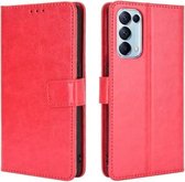 Voor OPPO Reno5 5G Retro Crazy Horse Texture Horizontale Flip lederen tas met houder & kaartsleuven & fotolijst (rood)