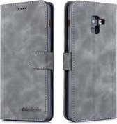 Voor Galaxy A8 + (2018) Diaobaolee Pure Fresh Texture Horizontale Flip Leather Case, met houder & kaartsleuf & portemonnee & fotolijst (grijs)