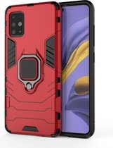 Voor Galaxy A51 schokbestendige pc + TPU beschermhoes met magnetische ringhouder (rood)