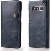 Voor Galaxy Note 8 Denior Oil Wax Koeienhuid Magnetische Knop Horizontale Flip Leren Case met Kaartsleuven & Portemonnee (Donkerblauw)