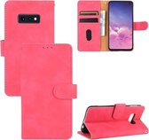 Voor Samsung Galaxy S10e Effen Kleur Huidgevoel Magnetische Gesp Horizontale Flip Kalfsstructuur PU Lederen Case met Houder & Kaartsleuven & Portemonnee (Rose Rood)