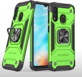 Voor Samsung Galaxy A20e magnetisch pantser schokbestendig TPU + pc-hoesje met metalen ringhouder (groen)