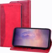 Voor Samsung Galaxy Note20 Ultra Business Stitching Horizontale flip lederen tas met dubbele vouw & beugel & kaartsleuven & fotolijst & portemonnee (rood)