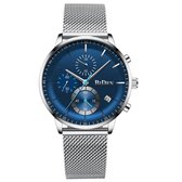 BiDen - Unisex Horloge - Zilver/Blauw - Ø 41mm (productvideo)