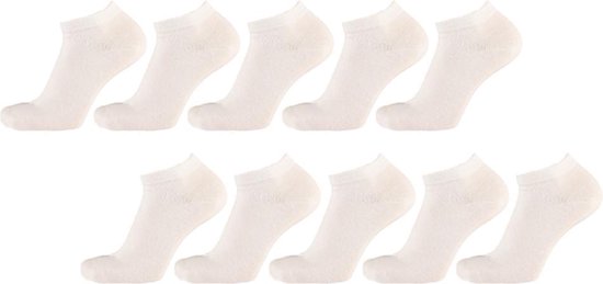 Enkelsokken - Sneakersokken - Sokken heren - Sokken dames - Unisex - Wit - Maat 41/46 - 10 paar