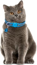 Reflecterende kattenhalsband - Glow in the dark - Licht blauw - Veiligheidssluiting - Voor alle rassen - Met belletje - Voorkom ongelukken - Houdt uw kat veilig in he donker