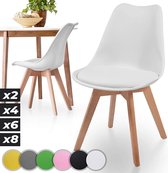 Pippa Design eetkamerstoel met zitkussen - wit- set van 2