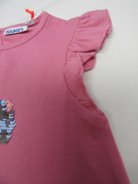noukie's , meisje , t-shirt met kapmouw , rose , vlinder , 104 - 4 jaar - Noukie's