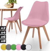 Pippa Design eetkamerstoel met zitkussen - roze - set van 2