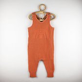 Grofgebreid tuinbroek - Babykleding - Maat 74/80 - 6/12 mnd - Rood/Oranje - 100% Biologisch Katoen - Duurzaam